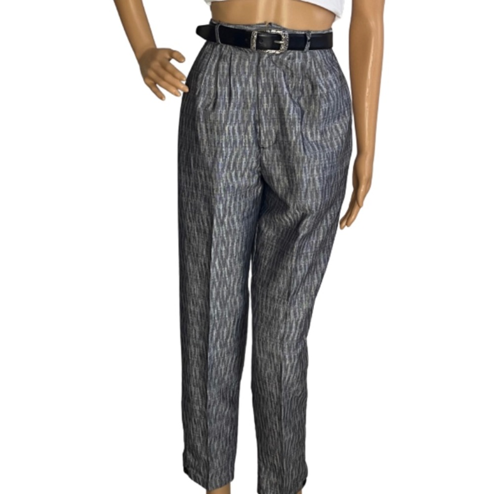 Vintage 80s Gray Abstract Pleated High Waisted Pants
